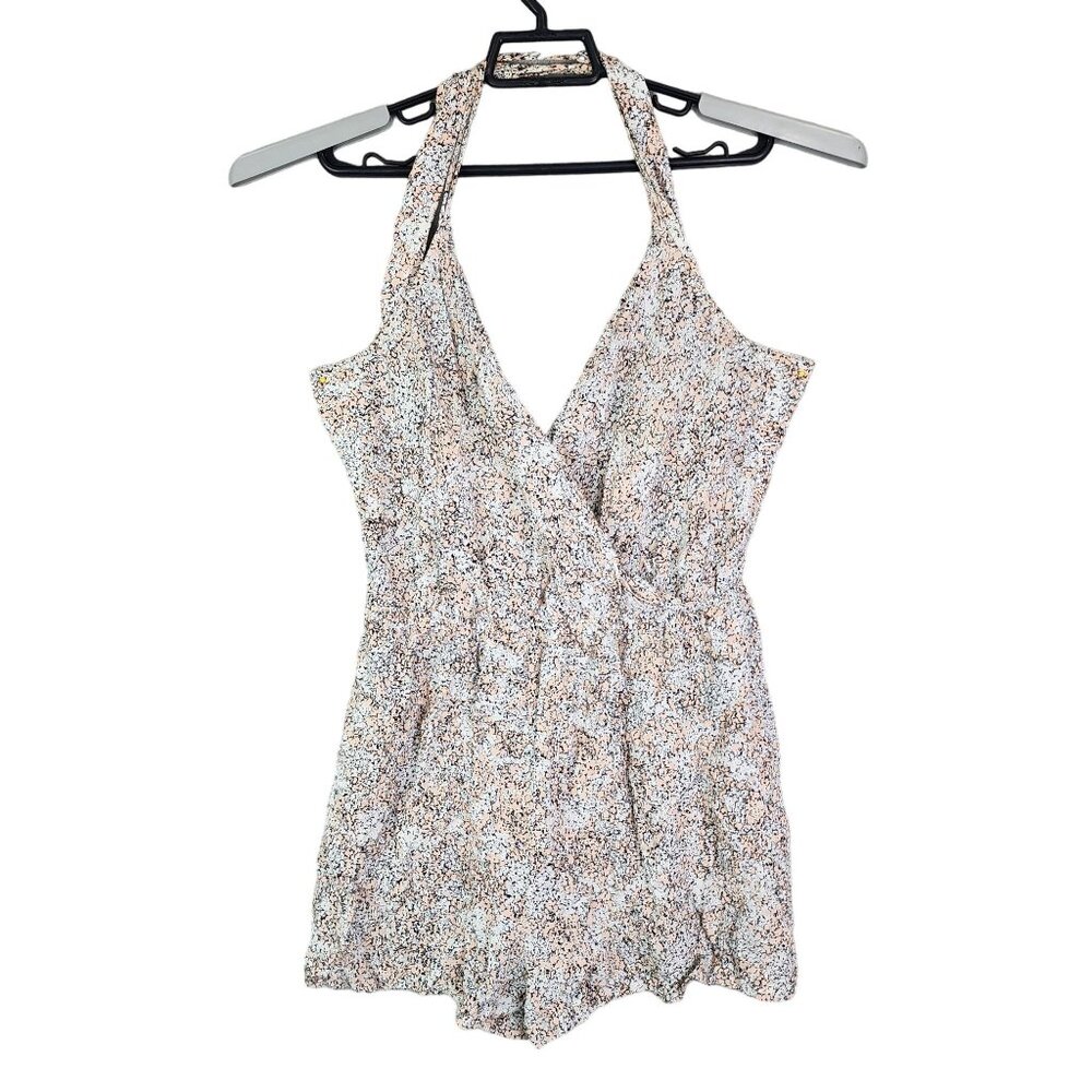 Women's BCBG Generation Halter Neck Pink & White Romper 2" Inseam Size M